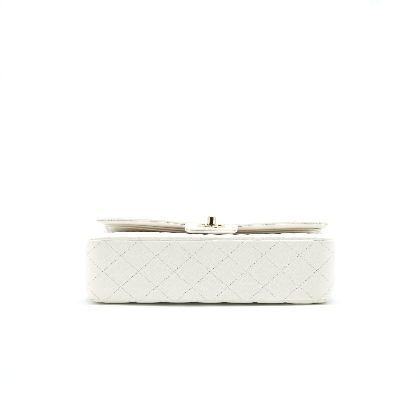 Chanel Medium Classic Double flap Bag Caviar White with LGHW