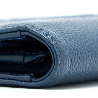 Chanel CC Logo Fold Wallet Caviar Navy SHW