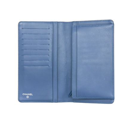 Chanel CC Logo Fold Wallet Caviar Navy SHW
