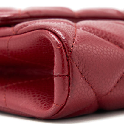 Chanel Classic Timeless Flap Clutch with Chain Caviar Red SHW