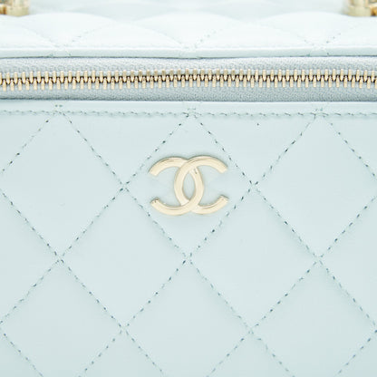 Chanel 21K Rectangular Top handle Vanity with Chain Baby Blue LGHW