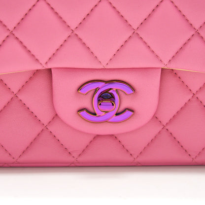 Chanel Mini Rectangular Flap Bag Lambskin Pink with Rainbow Hardware