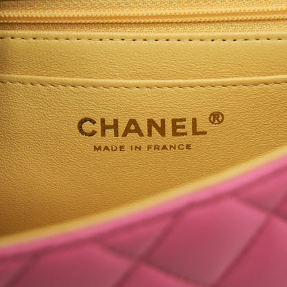 Chanel Mini Rectangular Flap Bag Lambskin Pink with Rainbow Hardware