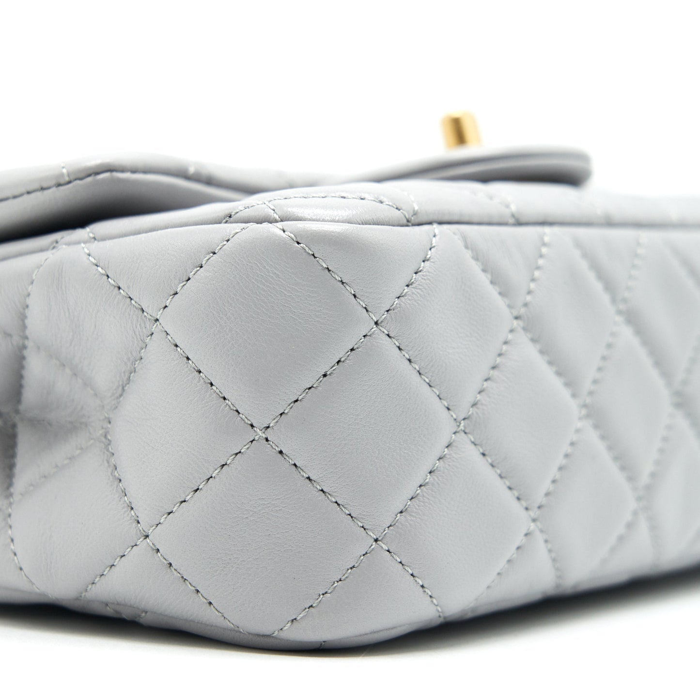 Chanel 21B pearl Crush Mini Rectangular Flap Bag Grey GHW