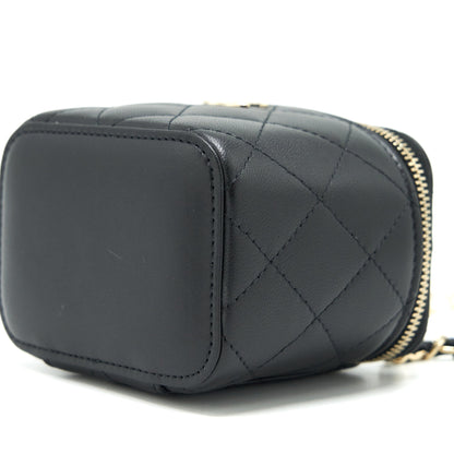 Chanel Mini Vanity With Pearl Chain Lambskin Black LGHW