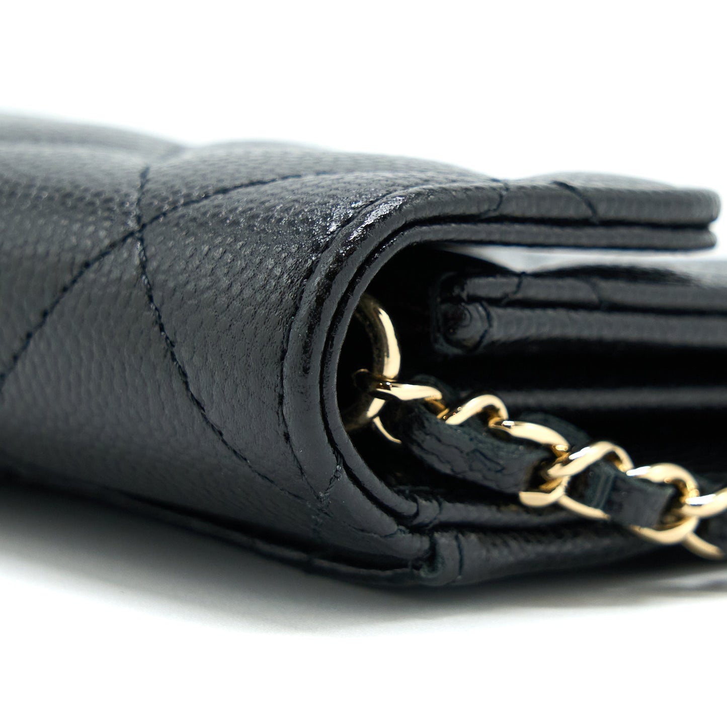 Chanel Card Holder On Chain Caviar Black LGHW