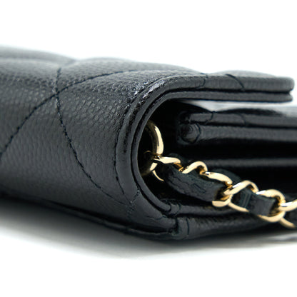 Chanel Card Holder On Chain Caviar Black LGHW