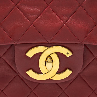 Chanel Vintage Maxi Flap Bag Lambskin Red GHW