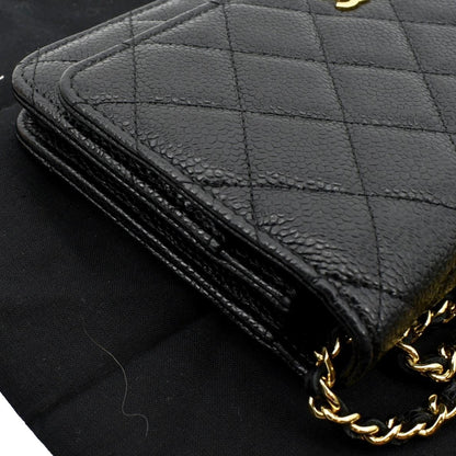 CHANEL Boy Woc Caviar Leather Wallet On Chain Clutch Bag Black