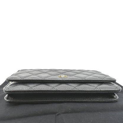 CHANEL Boy Woc Caviar Leather Wallet On Chain Clutch Bag Black