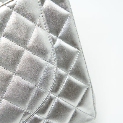 Chanel Maxi Classic Double Flap Bag Lambskin Sliver SHW