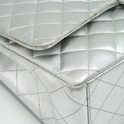 Chanel Maxi Classic Double Flap Bag Lambskin Sliver SHW