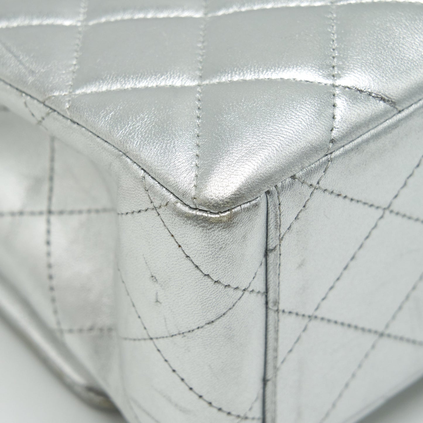 Chanel Maxi Classic Double Flap Bag Lambskin Sliver SHW
