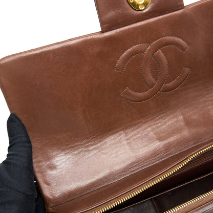 Chanel Vintage Classic Timeless Backpack Lambskin Brown GHW