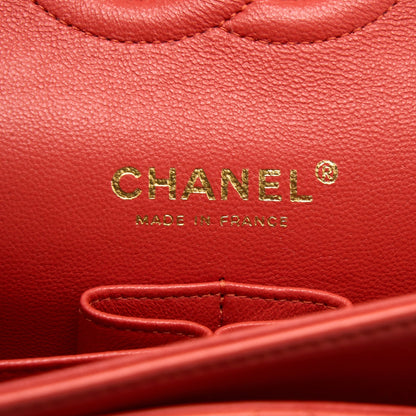 Chanel Medium Classic Double Flap Bag Lambskin Coral Brushed GHW