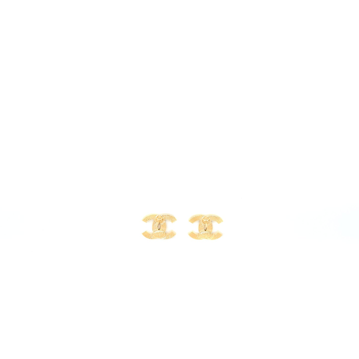 Chanel Mini Pearl CC Logo Earrings Gold Tone