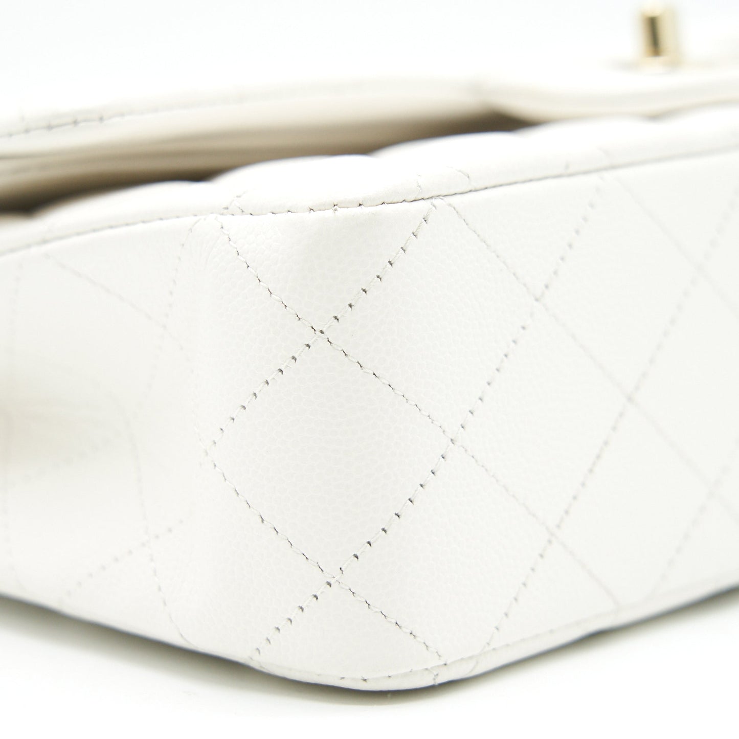 Chanel Medium Classic Double flap Bag Caviar White with LGHW