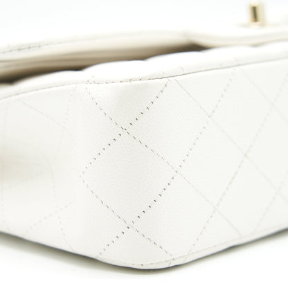 Chanel Medium Classic Double flap Bag Caviar White with LGHW