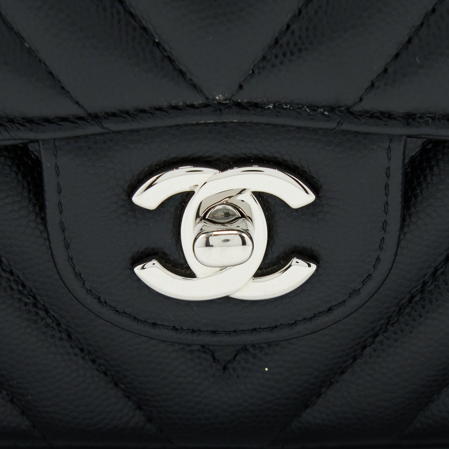 Chanel Medium Classic Double Flap Bag Chevron Caviar Black SHW