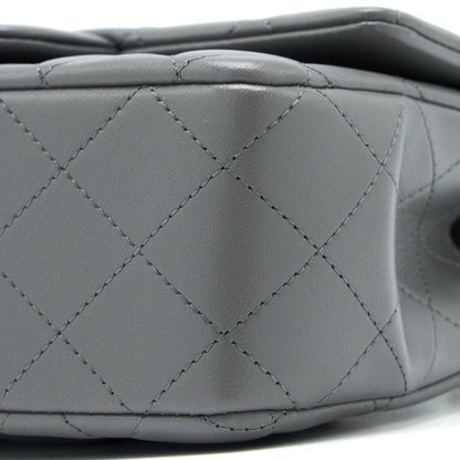 Chanel Top Handle Mini Rectangular Flap Bag Lambskin Grey LGHW (Microchip)