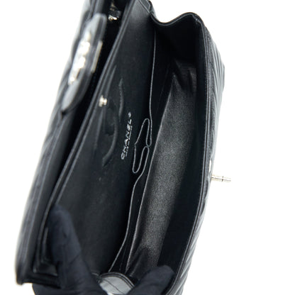 Chanel Medium Classic Double Flap Bag Chevron Caviar Black SHW