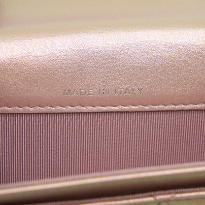 Chanel 21k Iridescent Pink Flap Card Holder SHW