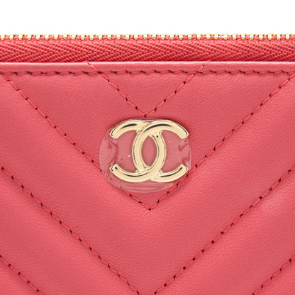 Chanel Chevron Clutch Lambskin Pink LGHW