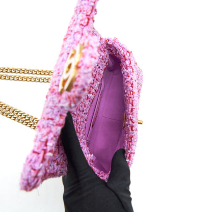 Chanel 22P Mini Square Flap Bag Tweed Pink Gold/Pink Hardware