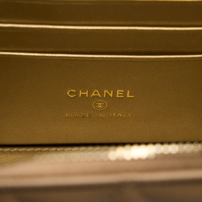 Chanel Pearl Crush Long Vanity Case Lambskin Dark Beige GHW