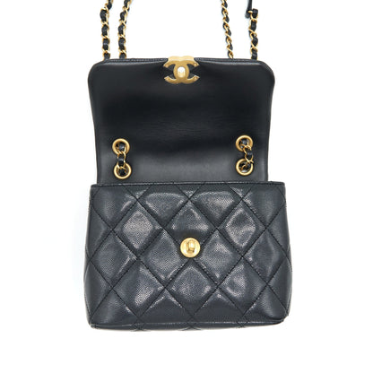 Chanel 22P New Square Flap Bag Caviar Black Brushed GHW