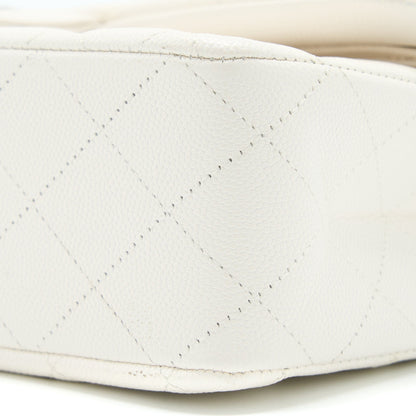 Chanel Medium Classic Double Flap Bag Caviar White SHW (Microchip)