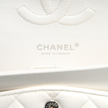 Chanel Medium Classic Double Flap Bag Caviar White SHW (Microchip)