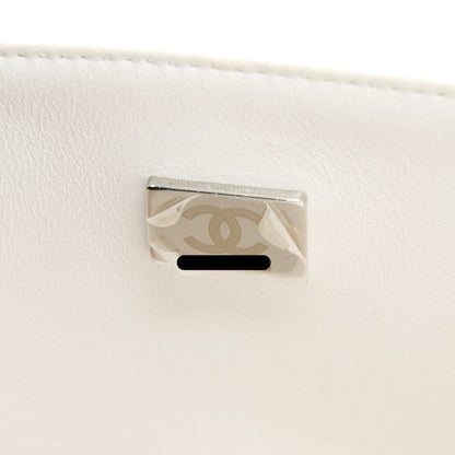 Chanel Medium Classic Double Flap Bag Caviar White SHW (Microchip)