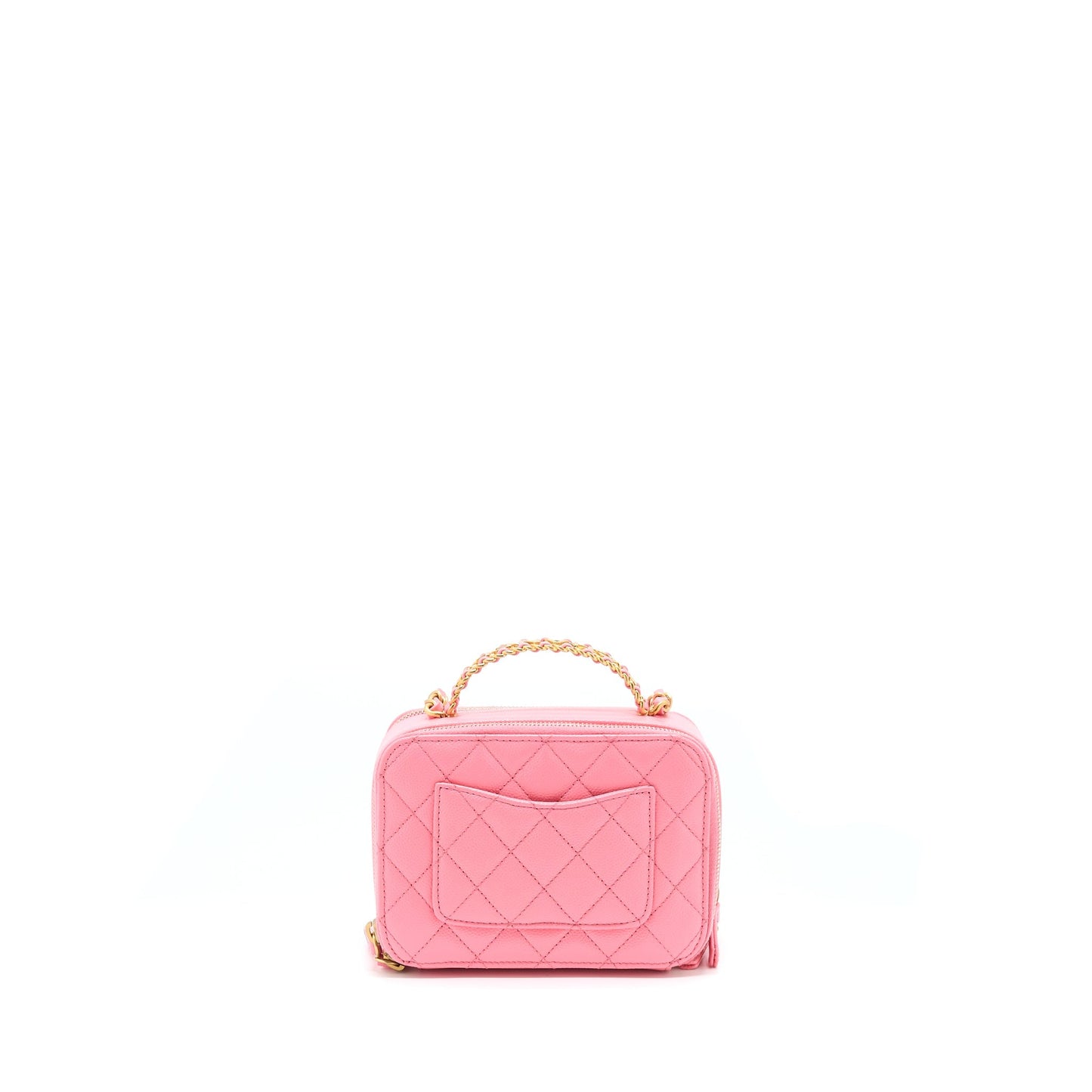 Chanel 22S Letter Top Handle Small Vanity Case Caviar Pink Brushed GHW(Microchip)