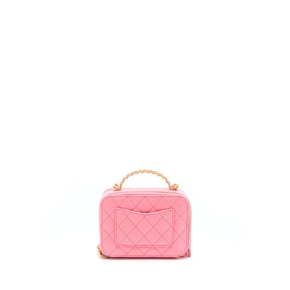 Chanel 22S Letter Top Handle Small Vanity Case Caviar Pink Brushed GHW(Microchip)