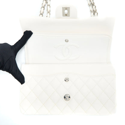 Chanel Medium Classic Double Flap Bag Caviar White SHW (Microchip)