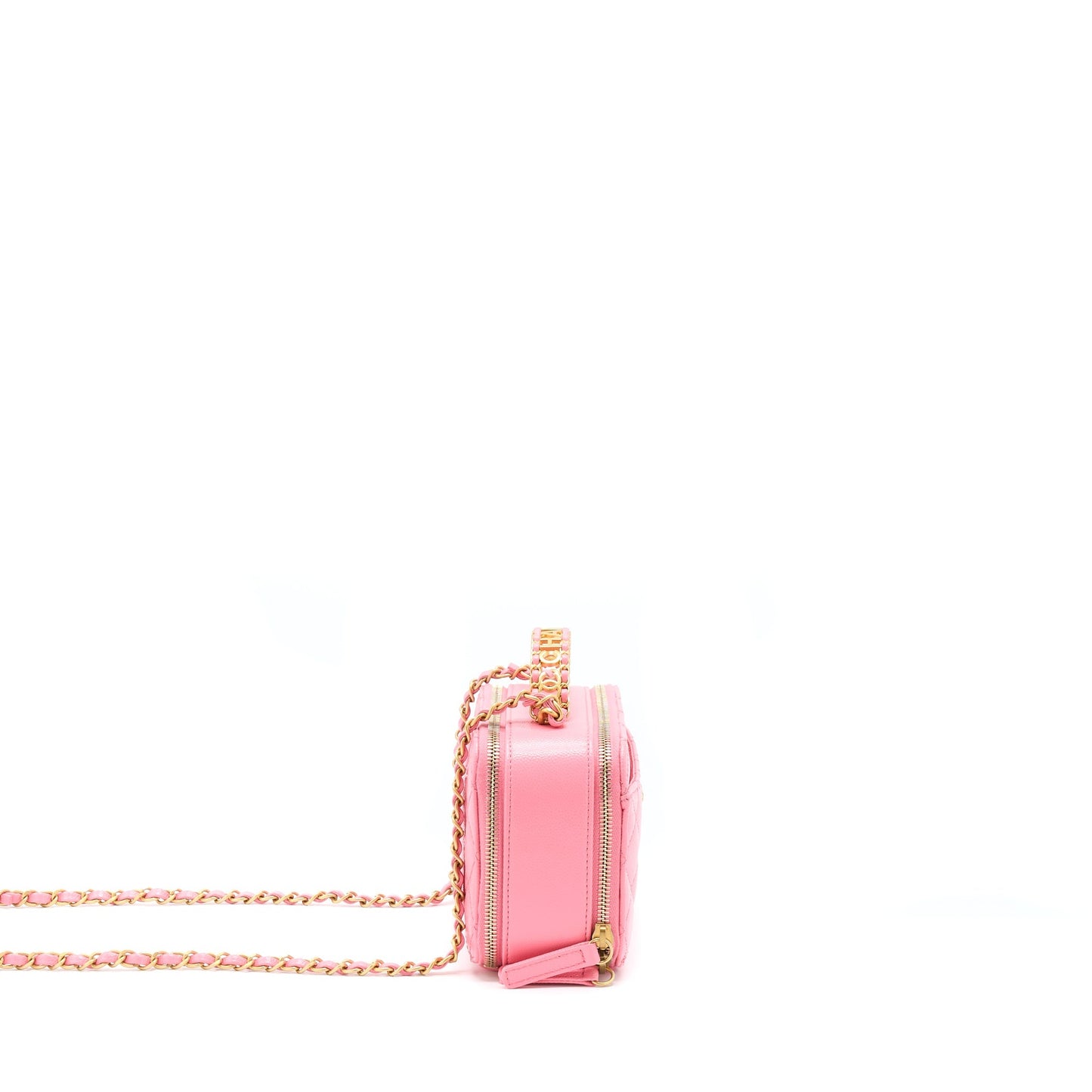 Chanel 22S Letter Top Handle Small Vanity Case Caviar Pink Brushed GHW(Microchip)