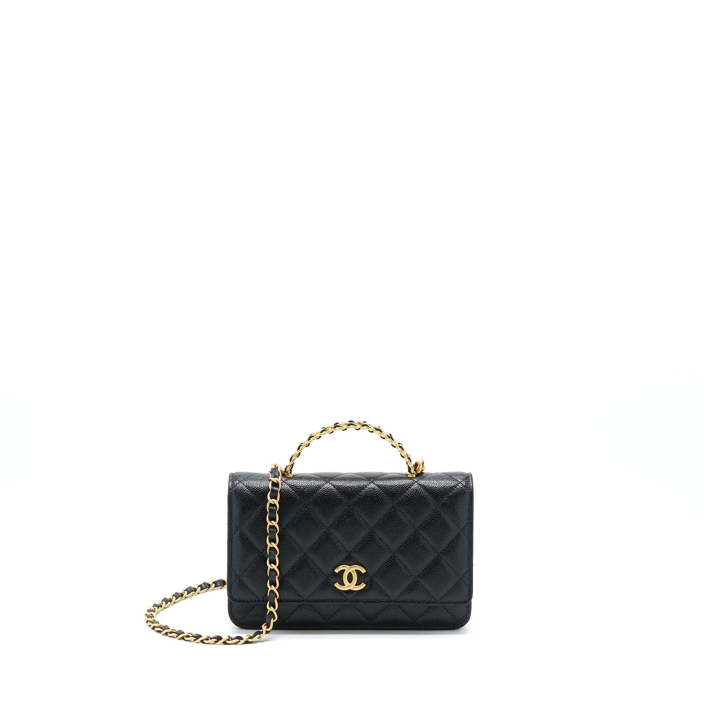 Chanel Top Handle Wallet On Chain Caviar Black GHW (Microchip)