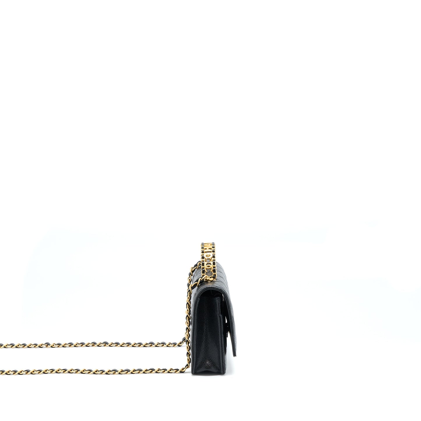 Chanel Top Handle Wallet On Chain Caviar Black GHW (Microchip)