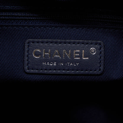 Chanel PM Deauville Tote Bag Canvas Navy SHW (Microchip)