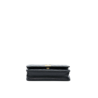 Chanel Top Handle Wallet On Chain Caviar Black GHW (Microchip)