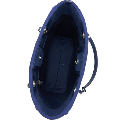 Chanel PM Deauville Tote Bag Canvas Navy SHW (Microchip)