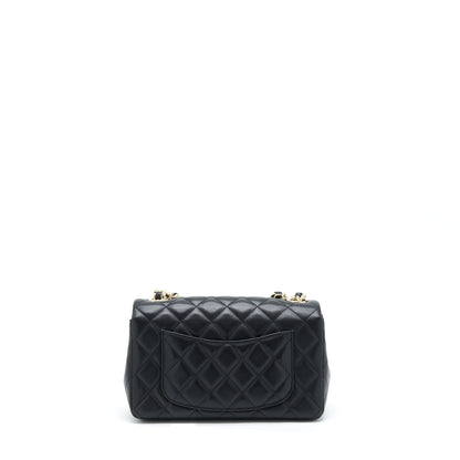 Chanel Mini Rectangular Flap Bag With Bag Charms Giant Chains Lambskin Black GHW