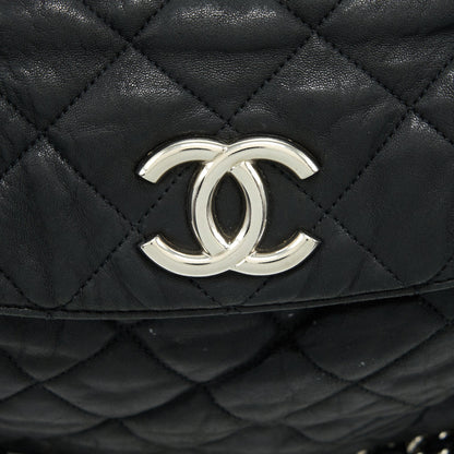 Chanel quilted leather with Chain Shoulder Bag Black SHW