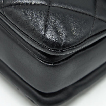 Chanel Small Trendy CC Flap Bag With Top Handle Lambskin Black LGHW