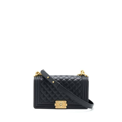 Chanel Medium Boy Bag Caviar Black Brushed GHW