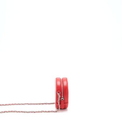 Chanel Round Crossbody Clutch Lambskin Red/Pink SHW