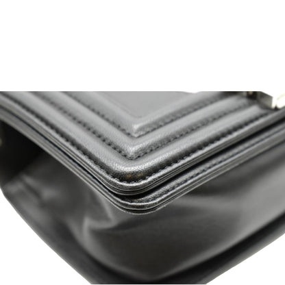 CHANEL Boy Chevron Leather Holographic PVC Crossbody Bag Black