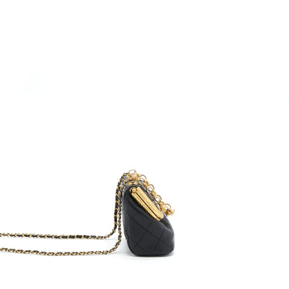 Chanel 20A Kiss-Lock Mini Vanity Flap Bag Calfskin Black GHW