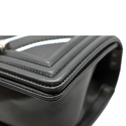 CHANEL Boy Chevron Leather Holographic PVC Crossbody Bag Black